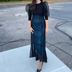 Nanette Lenore Appaloosa Laces Dress in Black and Blue Sky